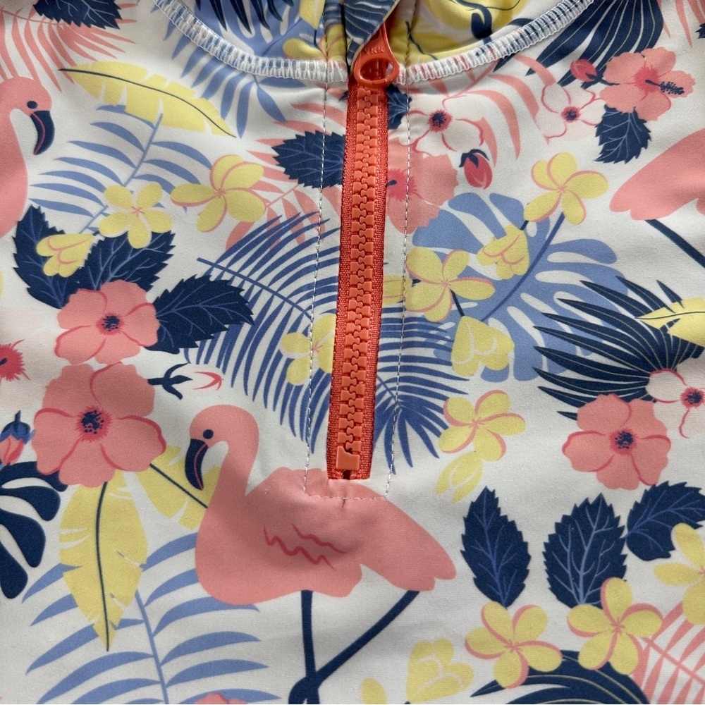 Ruffle Butts Tropical Flamingo Swim Rashguard - Picture 2 of 8